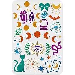 Large Plastic Reusable Drawing Painting Stencils Templates, for Painting on Scrapbook Fabric Tiles Floor Furniture Wood, Rectangle, Moon Phase Pattern, 297x210mm(DIY-WH0202-161)