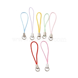 Mobile Phone Strap, Colorful DIY Cell Phone Straps, Brass Ends with Iron Rings, Mixed Color, 6cm(MOBA-B011)