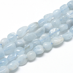 Natural Aquamarine Beads Strands, Oval, 8~15x7~12x4~12mm, Hole: 1mm, about 30~45pcs/strand, 15.7 inch(X-G-R445-8x10-36)