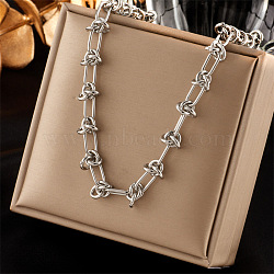 Stainless Steel Knot Link Chain Necklaces, Stainless Steel Color, 15.75 inch(40cm)(WGD3F87-04)