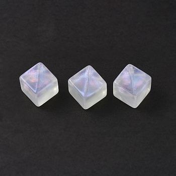 Transparent Acrylic Pendants, Glitter Powder, Cube Charms, Clear, 18x18x18mm, Hole: 3.6mm, about 88pcs/500g