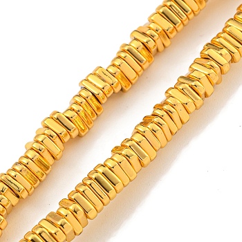 Electroplated Synthetic Non-magnetic Hematite Beads Strands, Triangle, Golden Plated, 3.5x4x1mm, Hole: 1mm, about 382pcs/strand, 16.54 inch(42cm)