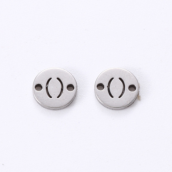 201 Stainless Steel Links, Laser Cut, Flat Round with Letter, Letter.O, 6x6x1mm, Hole: 0.8mm