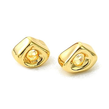 Brass Beads, Triangle, Real 18K Gold Plated, 4.5x6x4mm, Hole: 1.6mm