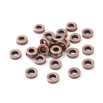 Tibetan Style Spacer Beads, Lead Free & Cadmium Free, Donut, Red Copper, 6x2mm, Hole: 2.5mm