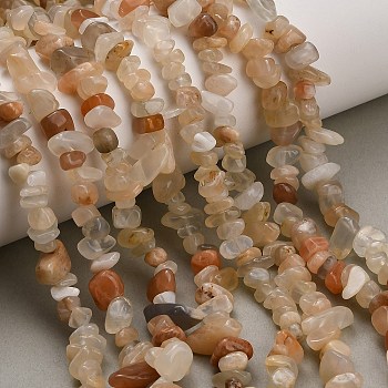 Natural Multi-Moonstone Beads Strands, Chip, 6~12x5~7x1.3~6.5mm, Hole: 0.8mm, 31.50''(80cm)