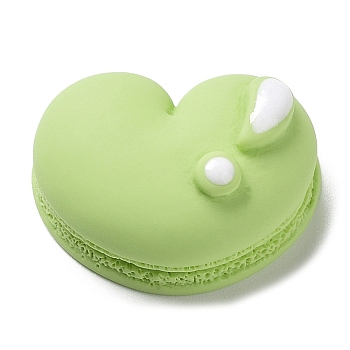Opaque Resin Enamel Decoden Cabochons, Imitation Food, Heart Shaped Macaron, Light Green, 17x21.5x9.5mm