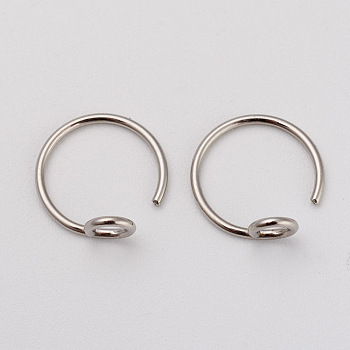 316L Surgical Stainless Steel Earring Hooks, with Vertical Loop, Stainless Steel Color, 10x10x4mm, Pin: 0.7mm