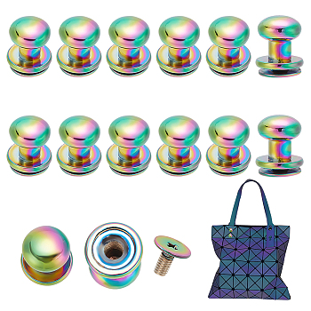 WADORN 14 Sets Zinc Alloy Cabinet Drawer Pull Handles, Jewelry Box Knobs, Screwback Ball Stud, with Iron Screws, Rainbow Color