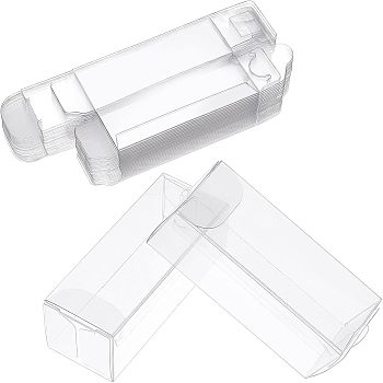 30Pcs Rectangle Transparent Plastic PVC Box Gift Packaging, Waterproof Folding Box, for Toys & Molds, Clear, 3x3x8.1cm