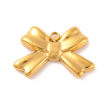 Ion Plating(IP) 304 Stainless Steel Charms, Bowknot, Real 18K Gold Plated, 10.5x15.5x2mm, Hole: 1.2mm