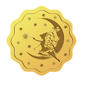 Self Adhesive Gold Foil Embossed Stickers, Medal Decoration Sticker, Fairy, 5x5cm