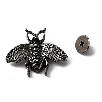 Alloy Bag Decorative Clasps, with Iron Screws, Bees, Gunmetal, 2.25x2.6x0.5cm, Hole: 2.3mm, Screw: 8x3.5mm, Pin: 2.8mm, 2pcs/set