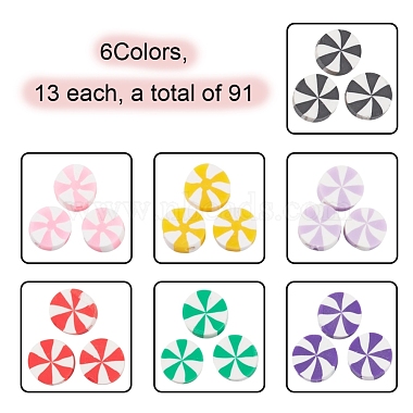 91pcs 7 couleurs perles d'argile polymère faites à la main(CLAY-YW0001-38)-2