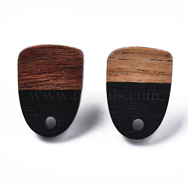 Opaque Resin & Walnut Wood Stud Earring Findings(MAK-N032-026A-B01)-2