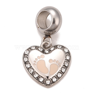 Pink Heart 304 Stainless Steel Dangle Charms