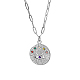 Stainless Steel Rhinestone Flat Round with Eye Pendant Necklaces(LS9934-2)-1
