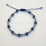 Evil Eye Resin Braided Bead Bracelets, Adjustable Bracelets for Women, Blue(SL6023-2)