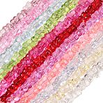 Transparent Glass Beads Strands, Clover, Dyed & Hearted, Mixed Color, 13x11x5mm, Hole: 1mm, about 65pcs/strand, 21.65''(55cm)(GL-CBAAE04-01)