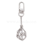 304 Stainless Steel Empty Stone Holder Chain Pouch Pendant Decorations, with Alloy Swivel Clasps, Stainless Steel Color, 91mm(HJEW-JM01885-01)
