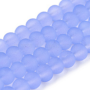 Transparent Glass Bead Strands, Frosted, Round, Lilac, 4mm, Hole: 1.1~1.6mm, about 200pcs/strand, 31.4 inch(GLAA-S031-4mm-25)