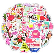 50Pcs PVC Self-Adhesive Cartoon Stickers, Waterproof Decals for Party Decorative Presents, Kid's Art Craft, Flamingo Shape, 50~100mm(WG86693-03)