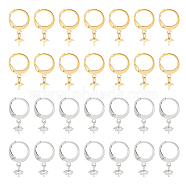 Unicraftale 40Pcs 2 Colors 304 Stainless Steel Leverback Earring Findings, for Half Drilled Beads, Golden & Stainless Steel Color, 21mm, Pin: 0.6mm, 20Pcs/color(STAS-UN0046-30)