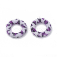 Faux Mink Fur Covered Linking Rings, with Aluminum Bottom, Ring, Platinum, Medium Orchid, 27x4mm(X-WOVE-N009-08I)