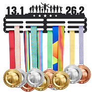 Fashion Iron Medal Hanger Holder Display Wall Rack, 3 Line, with Screws, Sports Theme, Number 13.1 & 26.2 , Human Pattern, 150x400mm(ODIS-WH0021-241)