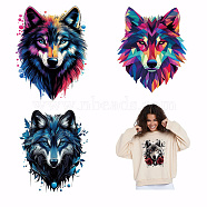 PET Heat Transfer Film Logo Stickers Set, for DIY T-Shirt, Bags, Hats, Jackets, Wolf, 240~270x210~240mm, 4pcs/set(DIY-WH0230-088)