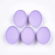 Spray Painted Eco-Friendly Iron Slide Charms Cabochon Settings, For Hair Band and Hair Tie Decoration, Oval, Medium Purple, Tray: 25x18mm, 26x19x6mm, Hole: 3.5x5mm(X-IFIN-T009-15D)