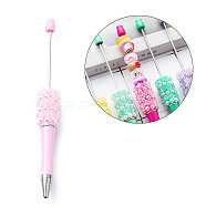 Plastic Beadable Pens, Ballpoint Pen, for DIY Pen Decoration, Rose, Pink, 142x17mm(AJEW-S082-01A)