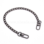 Iron Curb Chain Bag Strap, with Swivel Clasps, for Bag Replacement Accessories, Gunmetal, 31x0.75cm(IFIN-WH0057-32B)