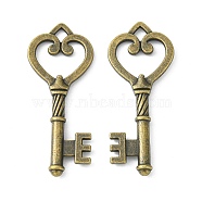 Tibetan Style Alloy Pendants, Lead Free and Cadmium Free, Skeleton Key, Antique Bronze, 46.5x18x4mm, Hole: 3mm, about 245pcs/1000g(TIBEP-LF1312YKG-AB-LF)