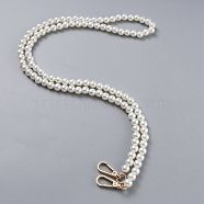 Bag Chain Straps, with ABS Plastic Imitation Pearl Beads and Light Gold Zinc Alloy Swivel Clasps, for Bag Replacement Accessories, White, 110.5cm(AJEW-P076-08B)