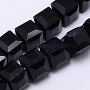 Faceted Cube Shaped Crystal Glass Beads Strands, Black, 10x10x10mm, Hole: 1mm, about 79pcs/strand, 30.7 inch(X-GLAA-F008-F02)