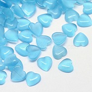 Cat Eye Cabochons, Heart, Pale Turquoise, 6x6x3mm(CE-J003-6x6mm-23)