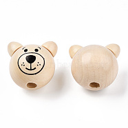 Natural Wooden Beads, Bear, Navajo White, 27x26.5~28x23.5~25.5mm, Hole: 5mm(WOOD-S040-31-07)