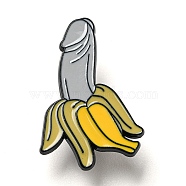 Banana Alloy Enamel Pin Broochs, Cadmium Free & Lead Free, Yellow, Black, 26.5x18x1.5mm(AJEW-Z023-11EB)