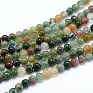 Natural Indian Agate  Round Beads Strands, 4mm, Hole: 1mm, about 106pcs/strand, 15.35 inch(G-P100-01)