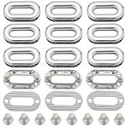 12Pcs Alloy Eyelet Grommets for Bag, Screw-in Style, Oval, Bag Loop Handle Connector Rings, Purse Accessories, Platinum, 1.55x2.9x0.5cm, Hole: 6x19mm(FIND-GF0004-58)