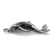 Tibetan Style Alloy Pendant, Frosted, Whale Charm, Antique Silver, 49x25x11mm, Hole: 3mm(PALLOY-H133-30AS)