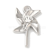 Rack Plating Alloy Pendants, with Rhinestone, Cadmium Free & Nickel Free & Lead Free, Windmill, Platinum, 18.5x11x5mm, Hole: 1.5mm(FIND-I039-011P)