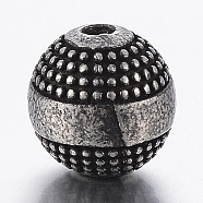 316 Surgical Stainless Steel Beads, Round, Gunmetal, 10x9.5mm, Hole: 2mm(X-STAS-F160-01B)