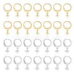 Unicraftale 40Pcs 2 Colors 304 Stainless Steel Leverback Earring Findings, for Half Drilled Beads, Golden & Stainless Steel Color, 21mm, Pin: 0.6mm, 20Pcs/color(STAS-UN0046-30)