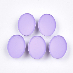 Spray Painted Eco-Friendly Iron Slide Charms Cabochon Settings, For Hair Band and Hair Tie Decoration, Oval, Medium Purple, Tray: 25x18mm, 26x19x6mm, Hole: 3.5x5mm(X-IFIN-T009-15D)