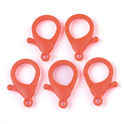 Plastic Lobster Claw Clasps, Orange Red, 35x24.5x6mm, Hole: 3mm(X-KY-ZX002-01)