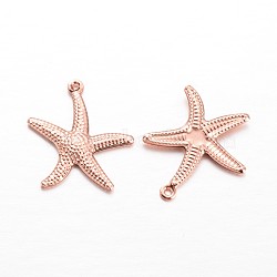 Starfish/Sea Stars Brass Pendants, Rose Gold, 23x20.5x2mm, Hole: 1mm(KK-L134-11RG)