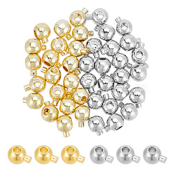 40Pcs 2 Colors Brass Crimp Beads, Round, Platinum & Golden, 4x3.5x3mm, Hole: 1.2mm, 20pcs/color(KK-AR0003-14)