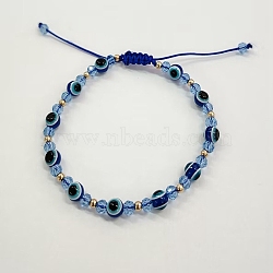 Evil Eye Resin Braided Bead Bracelets, Adjustable Bracelets for Women, Blue(SL6023-2)